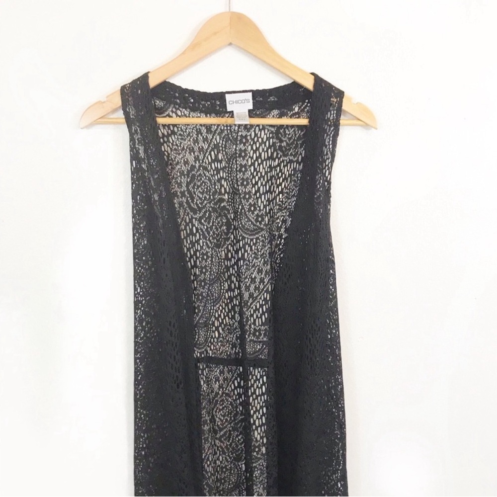 Chico’s Black Floral Lace Duster - Picture 4 of 6